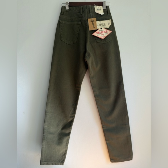 90s Guess Deadstock Made in the USA 100% Cotton Green High Rise Skinny Jeans - Picture 4 of 8
